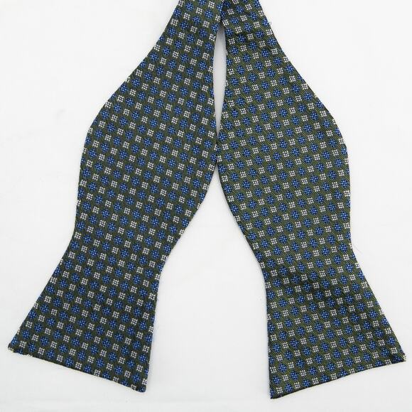Daniel Cremieux Green Blue 100% Silk Self Tie Bow Tie - Picture 1 of 6